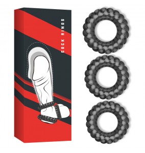 PLEASE ME Male Delay Cock Rings (Full Set 3 Pcs)